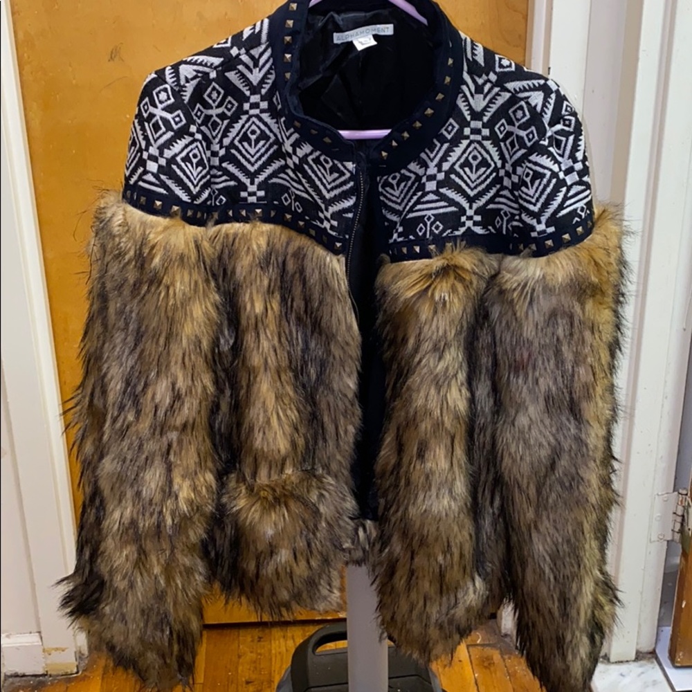 Tribal faux fur jacket